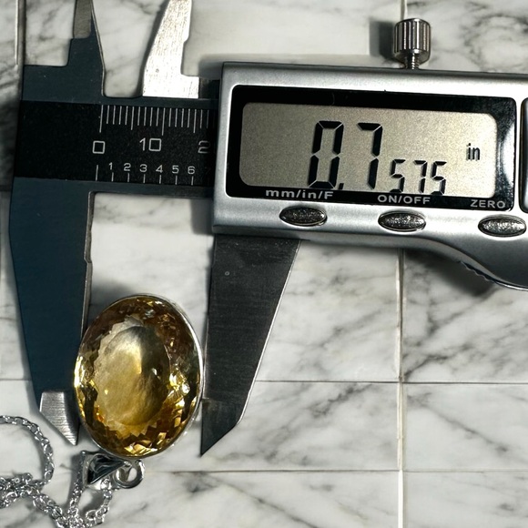 Large Chunky Citrine Sterling Silver Necklace - Picture 7 of 10